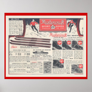 Poster La publicité vintage, Skiwear et équipement de ski