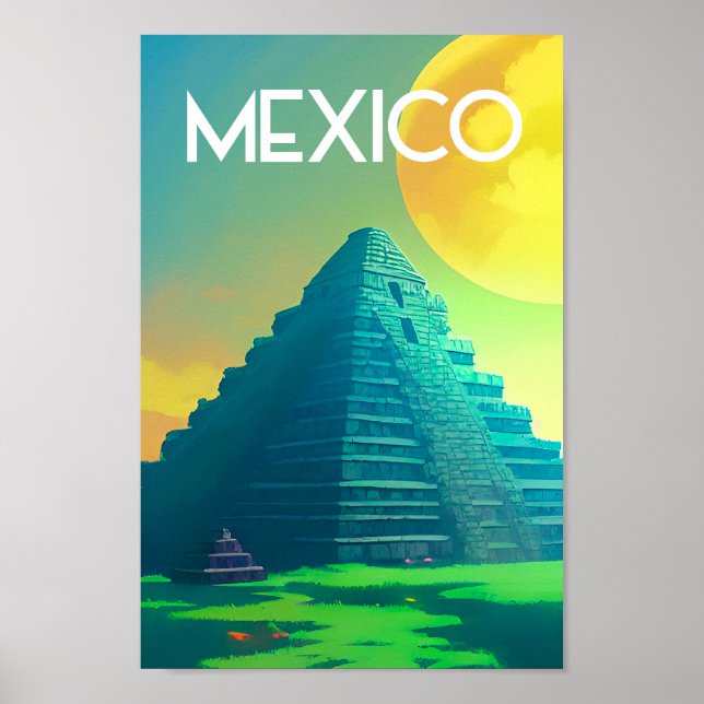 Poster La pyramide maya Ai art au Mexique (Devant)