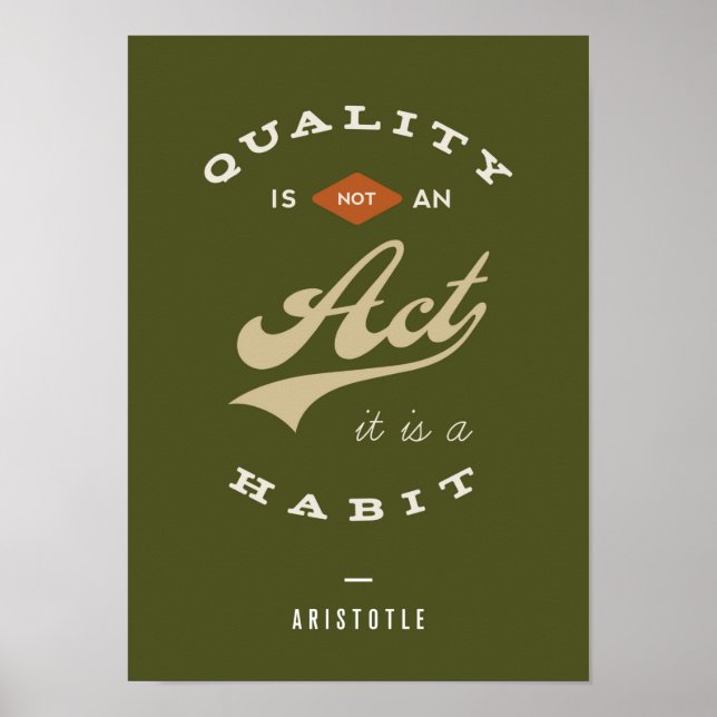 Poster La qualité n'est pas un acte, c'est une habitude (Devant)