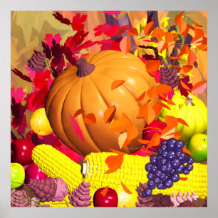 Poster La récolte de l'automne de Thanksgiving