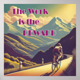 Poster La Récompense Est Le Travail Femme Cycliste Montag