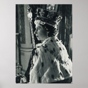 Poster La reine Elizabeth II portant la tenue de couronne