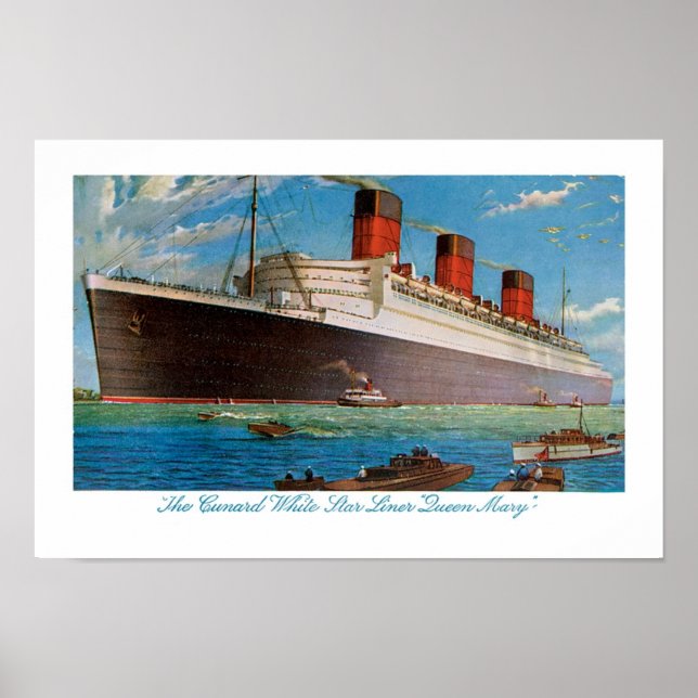 Poster La reine Mary de Cunard White Star Line (Devant)