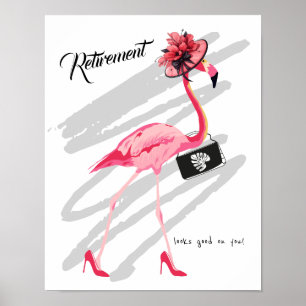 Poster La retraite te va bien ! Flamant rose chic et clas