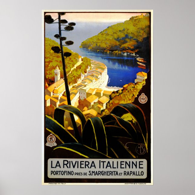 Poster La Riviera Italienne Ligurie Italie ENIT Travel (Devant)