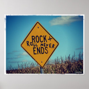 Poster La roche finit le panneau routier Graffitti, rock