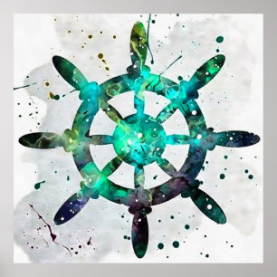 Poster La Roue Captains Aux Couleurs Bleues De L'Océan Ve