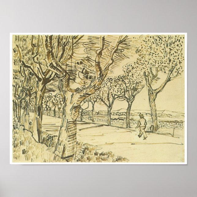 Poster La route de Tarascon avec un homme marcher, Van Go (Devant)
