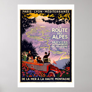 Poster La Route Des Alpes France Vintage Travel