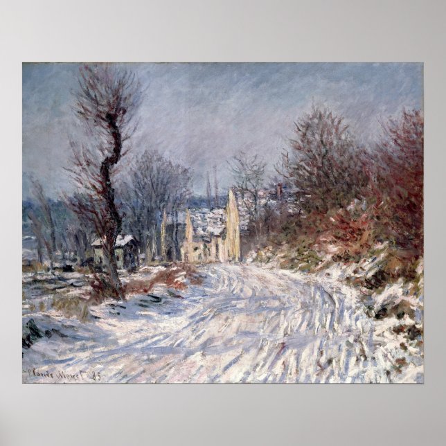 Poster La route vers Giverny, hiver, 1885 (Devant)