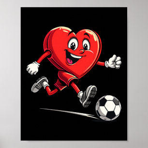 Poster La Saint-Valentin Cœur Jouant Au Football Pour Les