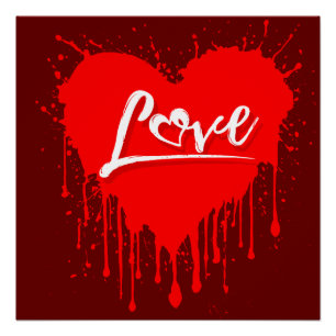 POSTER LA SAINT-VALENTIN CŒUR ROUGE FONDANT AMOUR