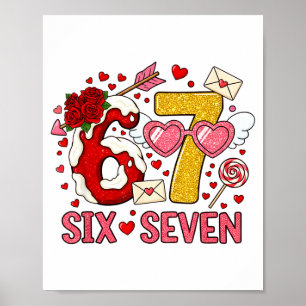 Poster La Saint-Valentin Drôle 67 Mème Six Sept 6 7 Cœurs