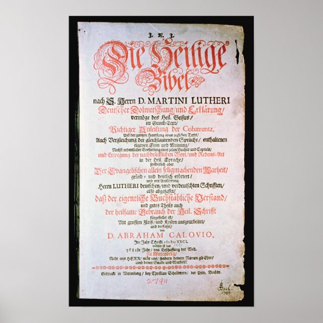 Poster La Sainte Bible, Vol. I., 1681 (Devant)