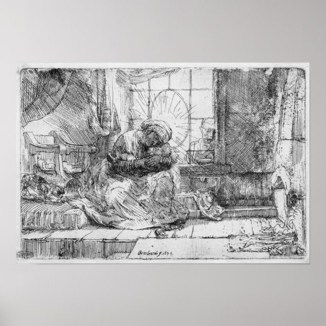 Poster La Sainte Famille avec un chat, 1654 (Devant)