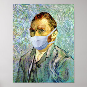 Poster La saison de la grippe Van Gogh avec masque