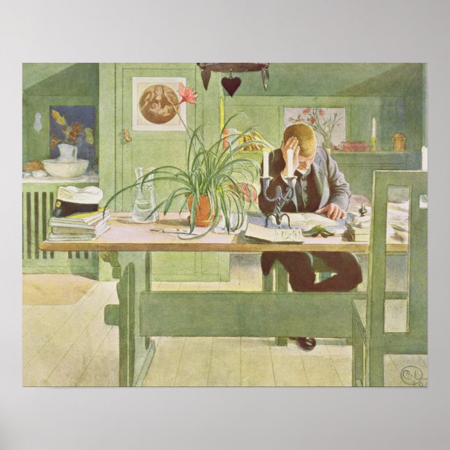 Poster La salle d'étude, 1908 par Carl Larsson (Devant)