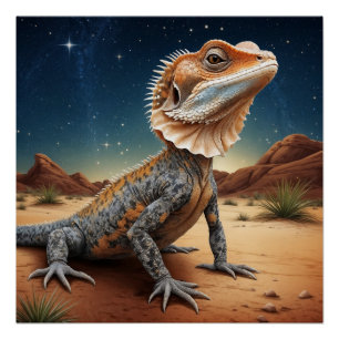 Poster La scène sauvage de Lizard à cou cassé