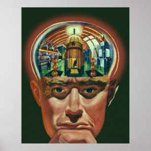 Poster La science-fiction vintage, cerveau étranger dans