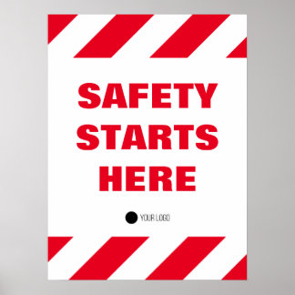 Poster La sécurité commence ici Citation rouge et blanc s