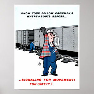 Poster La Sécurité Ferroviaire Est La Première Vintage