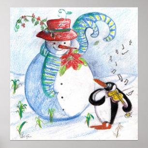 POSTER LA SÉRÉNADE HIVERNALE DE SNOWMAN ET PENGUIN