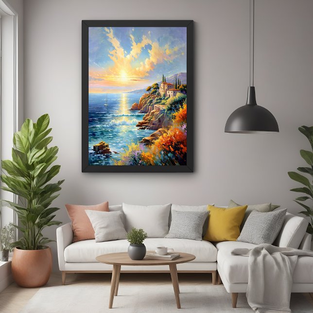 Poster La sérénité au coucher du soleil par l'impressionn (Créateur téléchargé)