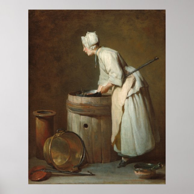 Poster La serveuse de sculpture - Jean-Siméon Chardin (Devant)