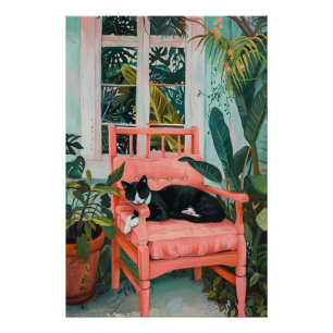 Poster La sieste tropicale : Le rêve de chat au paradis r
