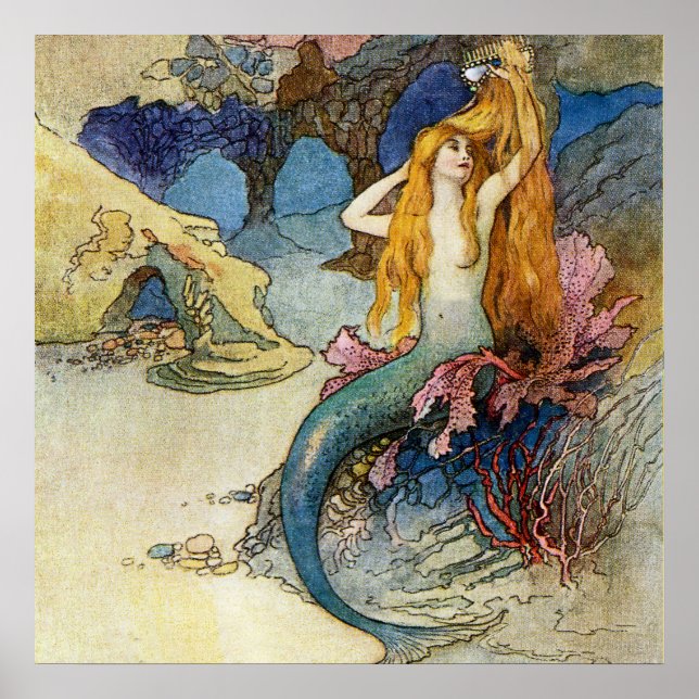 Poster "La sirène" de Warwick Goble (Devant)