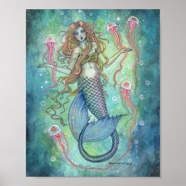 Poster La sirène des gelées et l'art Imaginaire de méduse (Devant)