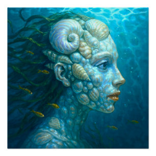 Poster La Sirène en coquillages