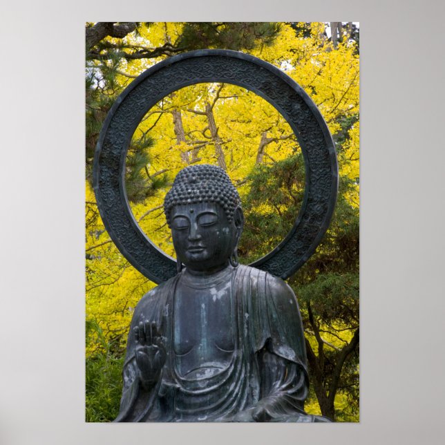 Poster La statue de Budda dans les Jardins Japonais (Devant)