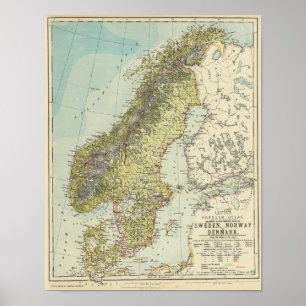 Poster La Suède, Norvège, Danemark