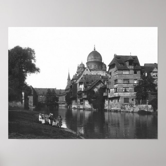 Poster La synagogue à Nuremberg, vers 1910 (Devant)