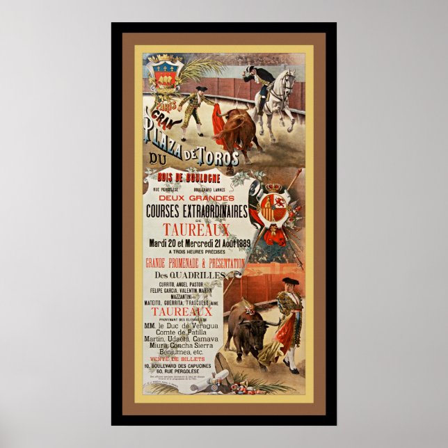 Poster La tauromachie ~ Deux grandes courses de taureaux  (Devant)