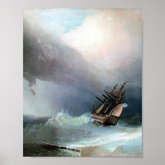 Poster La tempête par Ivan Aivazovsky (Devant)