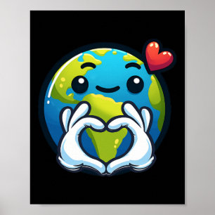 Poster La Terre Avec Les Mains Du Coeur Jour des terres D