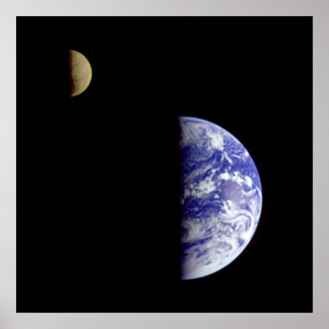 Poster La Terre Et La Lune Comme Vue De L'Espace (Devant)