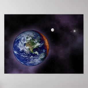 Poster La Terre montrée aux bords extérieurs