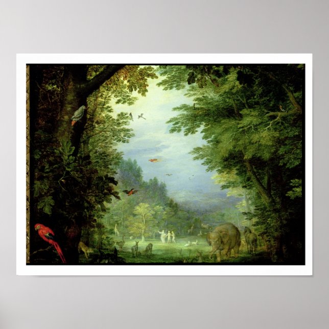 Poster La Terre ou le Paradis terrestre, détail d'Adam et (Devant)