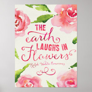 Poster La Terre rit dans les fleurs Citation Art Imprimer