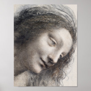 Poster La Tête de la Vierge par Léonard de Vinci