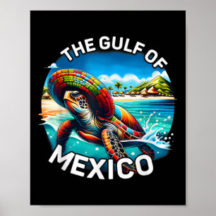 Poster La Tortue De Mer Graphique Golfe Du Mexique N'Oubl