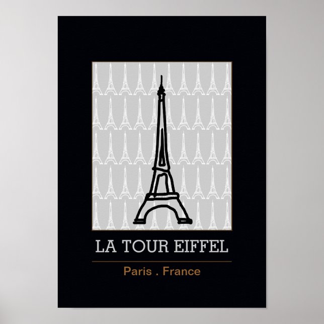Poster La Tour Eiffel / noir et blanc (Devant)