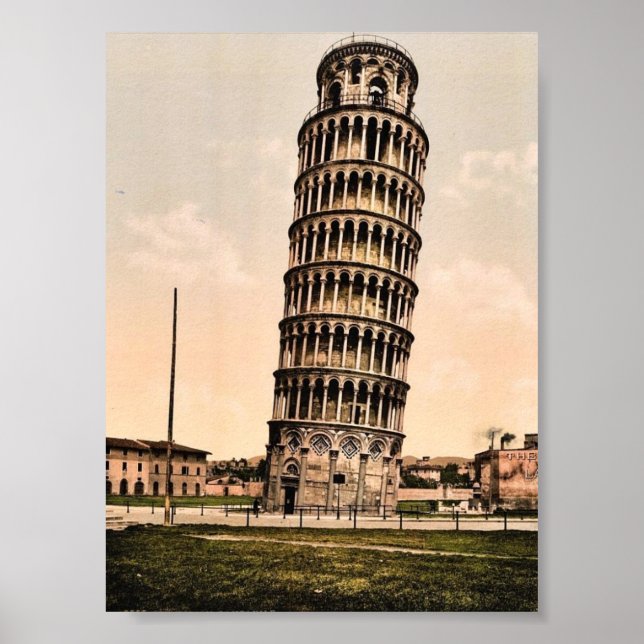 Poster La Tour penchée, Pise, Italie classique Photochrom (Devant)