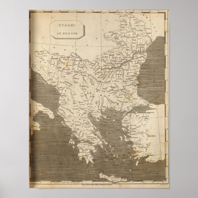 Poster La Turquie en Europe Carte par Arrowsmith (Devant)