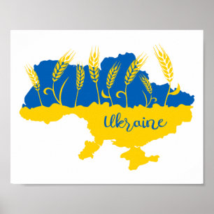 Poster La typographie ukrainienne et l'oreille au blé sur