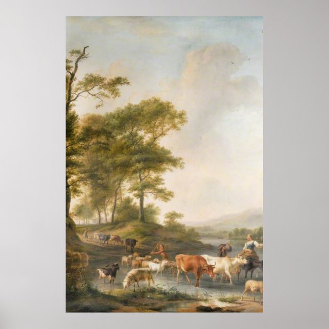 Poster La vache et leur bergère à la rivière (Devant)