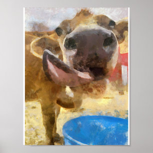 Poster La vache lèchent la peinture